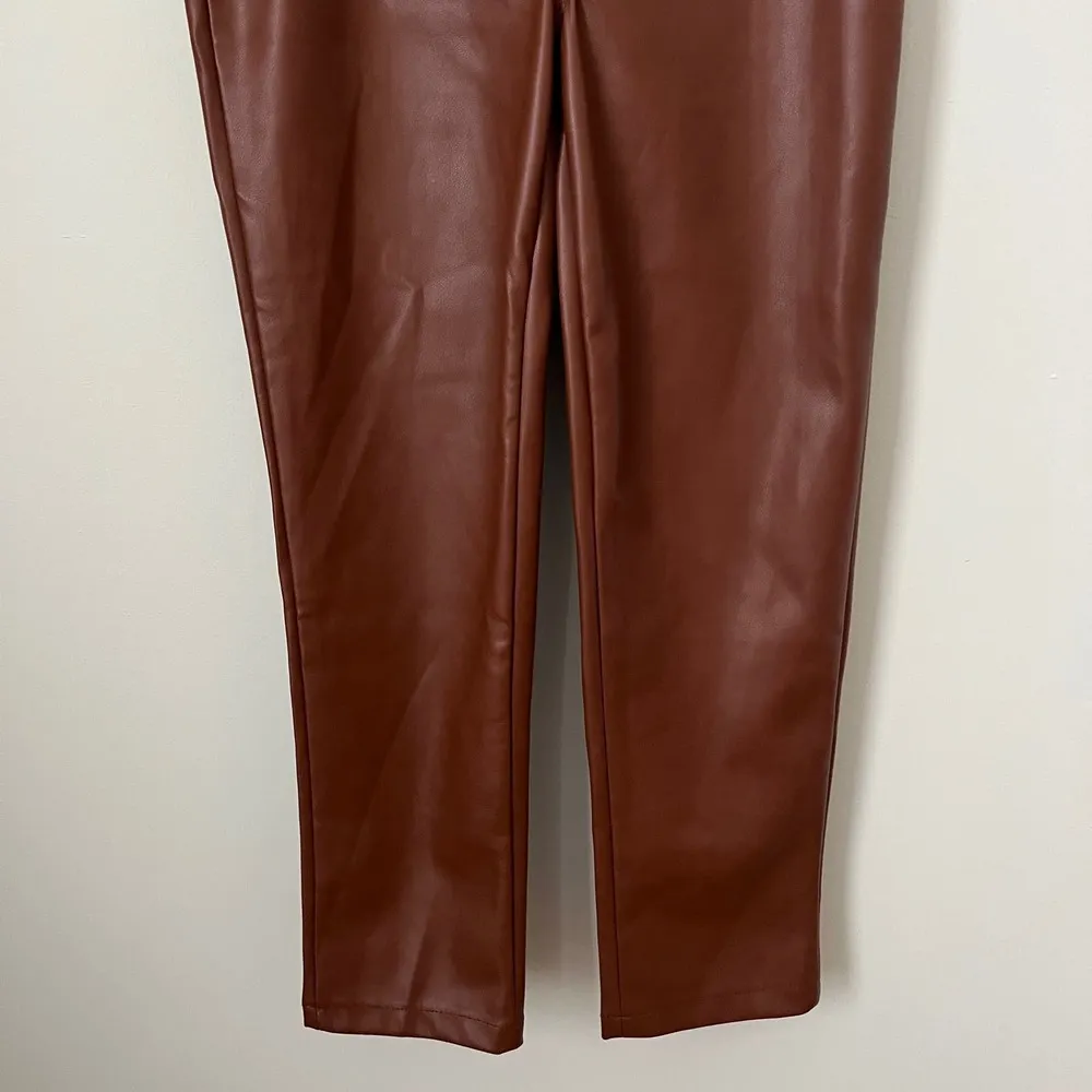 7 for all Mankind Brown Faux Leather Legging Pants Size XS - Image 3