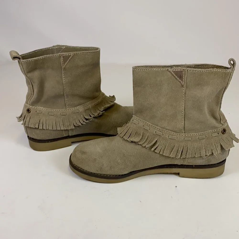 Free People | Coolway Boots Tan Leather Suede Ankle Boots Leather Fringe A2‎ - Image 6