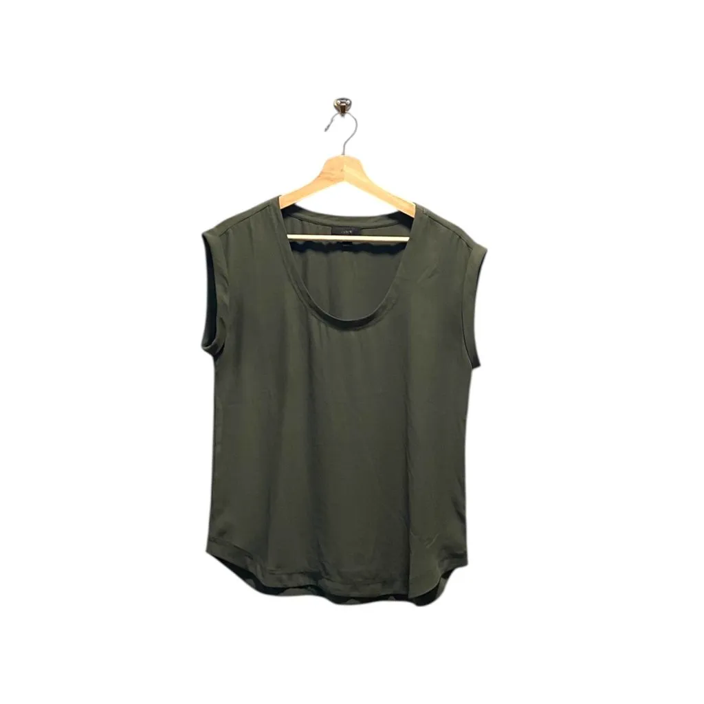 J.Crew Chiffon Top Olive Green Size 6 - Image 2
