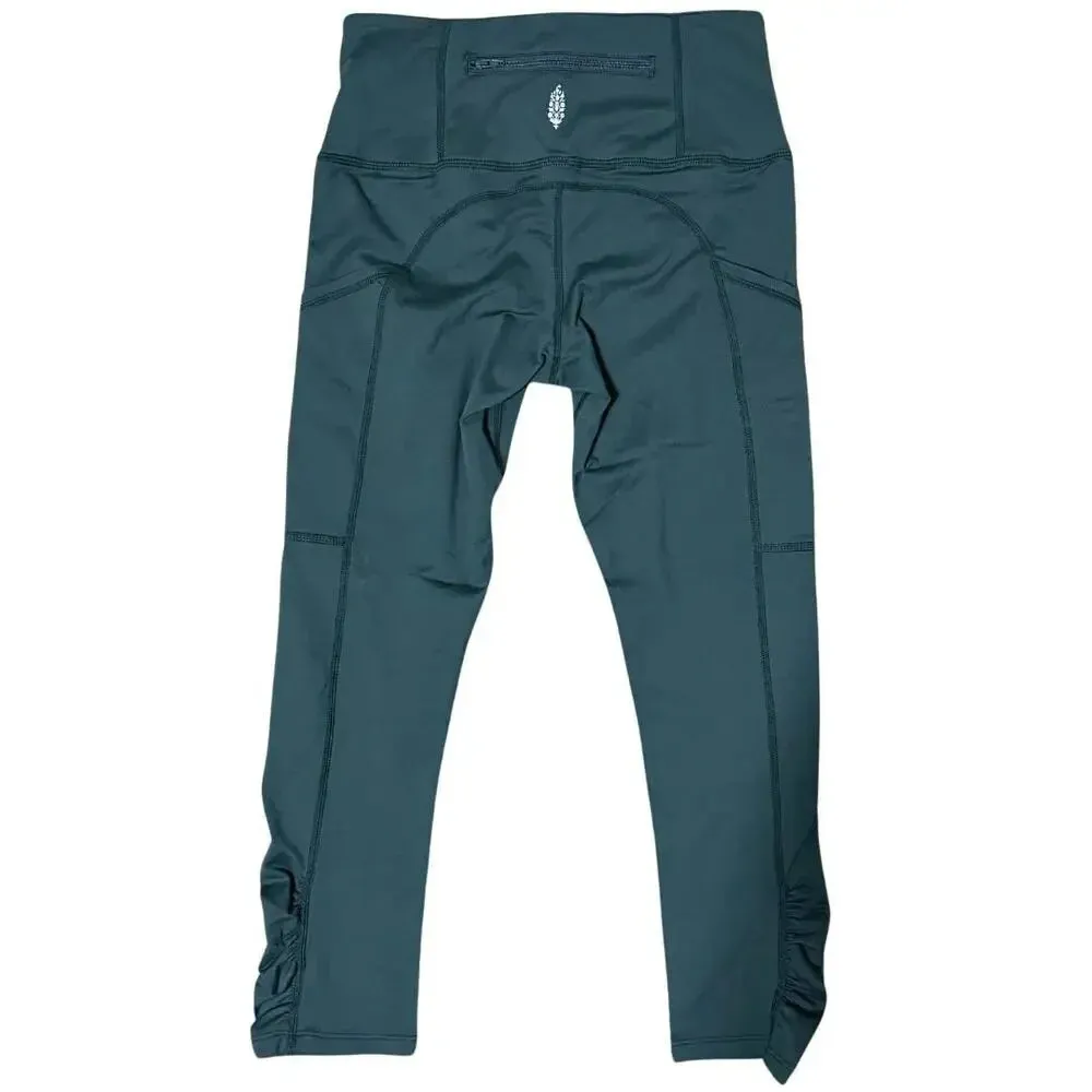 FREE PEOPLE FP MOVEMENT Solid Crop Legging Stretch Thundercloud Teal NWT XS Blue - Image 3