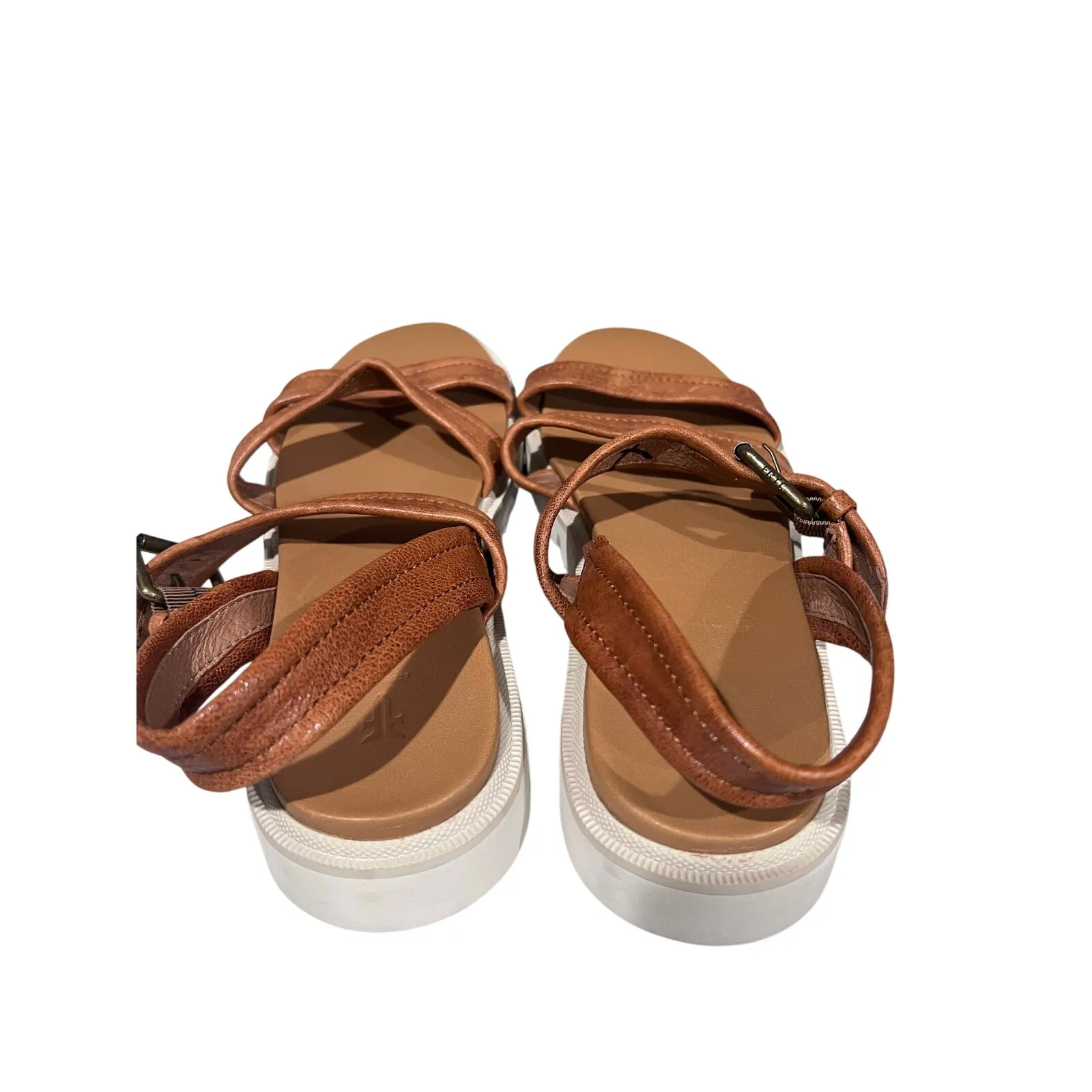 Frye Women’s Leather Platform Sandals Size 9M Camel Brown Strappy Comfort Shoes - Image 5