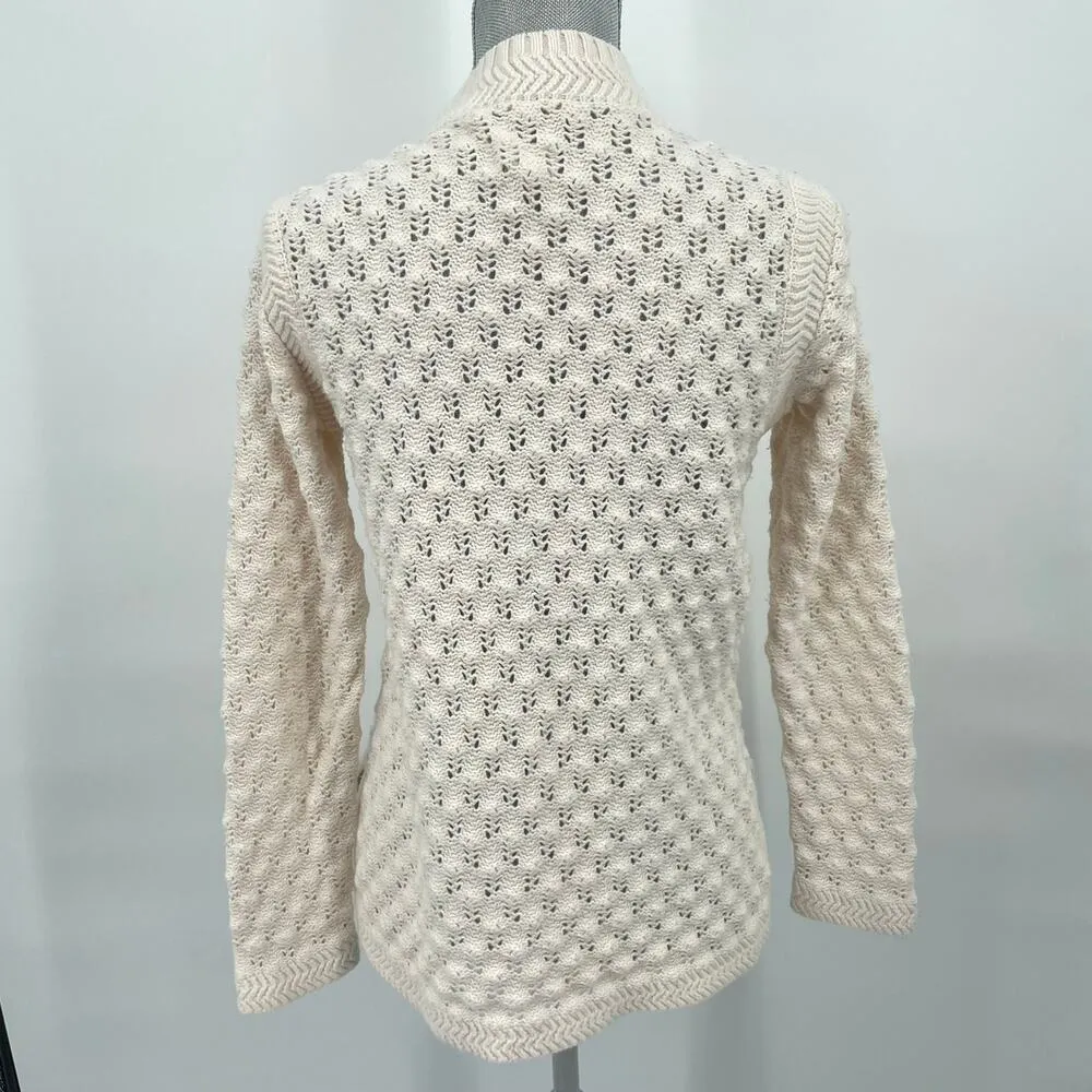 La Vie Rebecca Taylor Pointelle Mock Neck Sweater Size Small Cream - Image 6