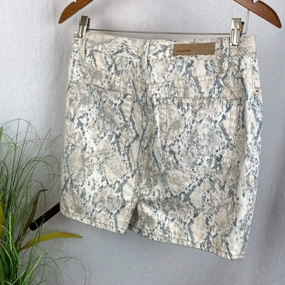 GRLFRND Alyssa Tan & Gray Python Snake Print Denim Mini Skirt 26 S - Image 3