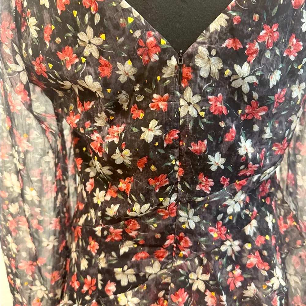 ASTR The Label Black Floral Chiffon Midi Dress – Size M - Image 5