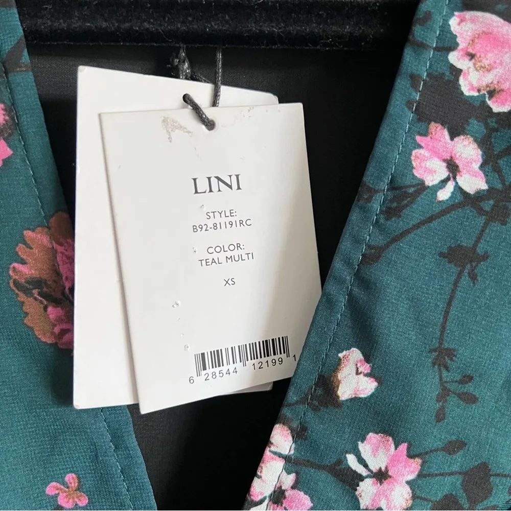 Lini Green Isabelle Puff Sleeve Floral Dress Size XS - Image 8