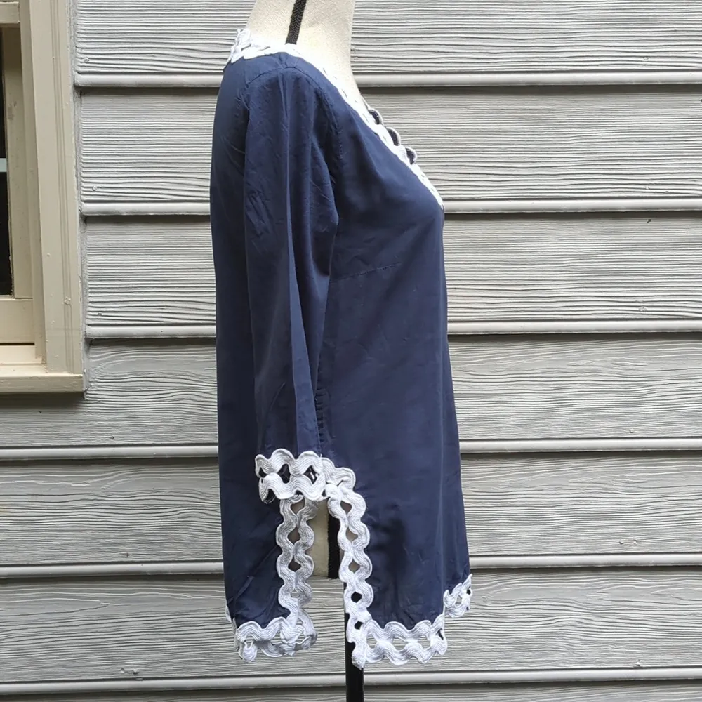 Gretchen Scott Designs 3/4 Sleeve Ric Rac Trim Tunic Shirt - Image 3