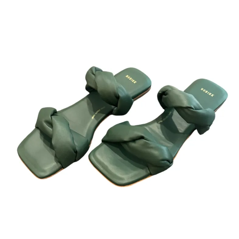 Nubikk NIB Leather Square Twist Flat Sandals - Image 2