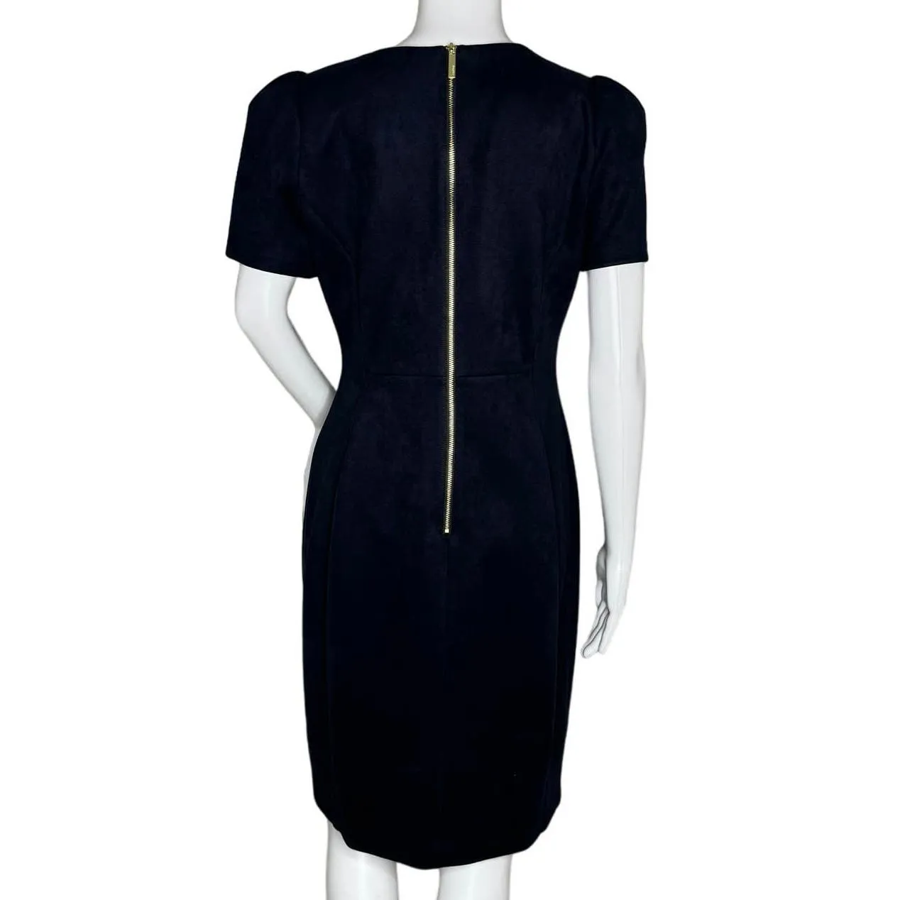 Calvin Klein Dress Womens 8 Blue Gold Tone‎ Zippers Sheath Career Party Office - Image 4