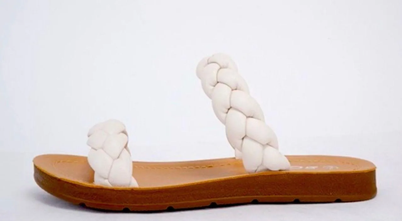 White Braided Band Sandal Size 6.5 - Image 2