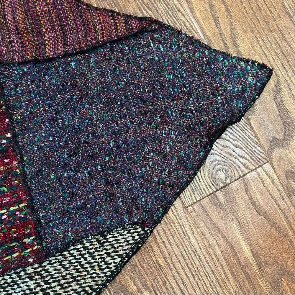 Mirasol Womens Patchwork Wool One Size Metallic Flowy Quilted Knit
Poncho - Image 5