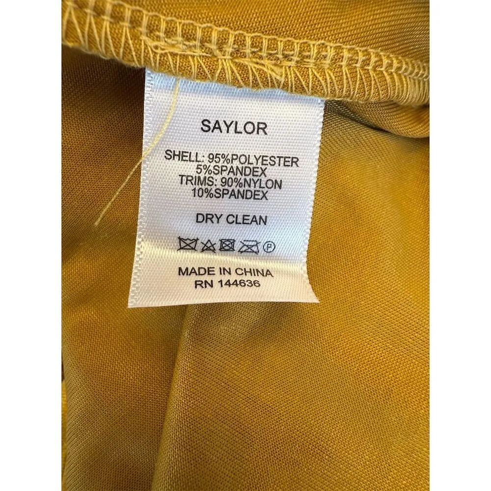 Saylor Cyndey Yellow Crushed Velvet Midi Dress Size S NWT - Image 9