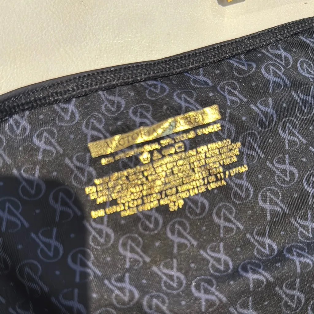 Victorias secret small black and green Bikini Bottom with Gold Accents side ties - Image 3