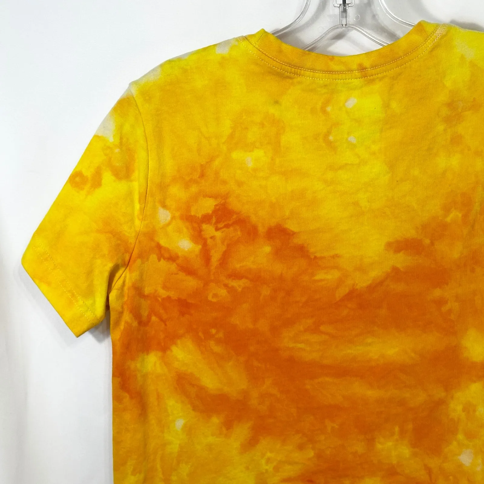 Nike Large Tee Handmade Tie Dye Top‎ Yellow Orange Felt Flower Logo Preppy 276 - Image 8