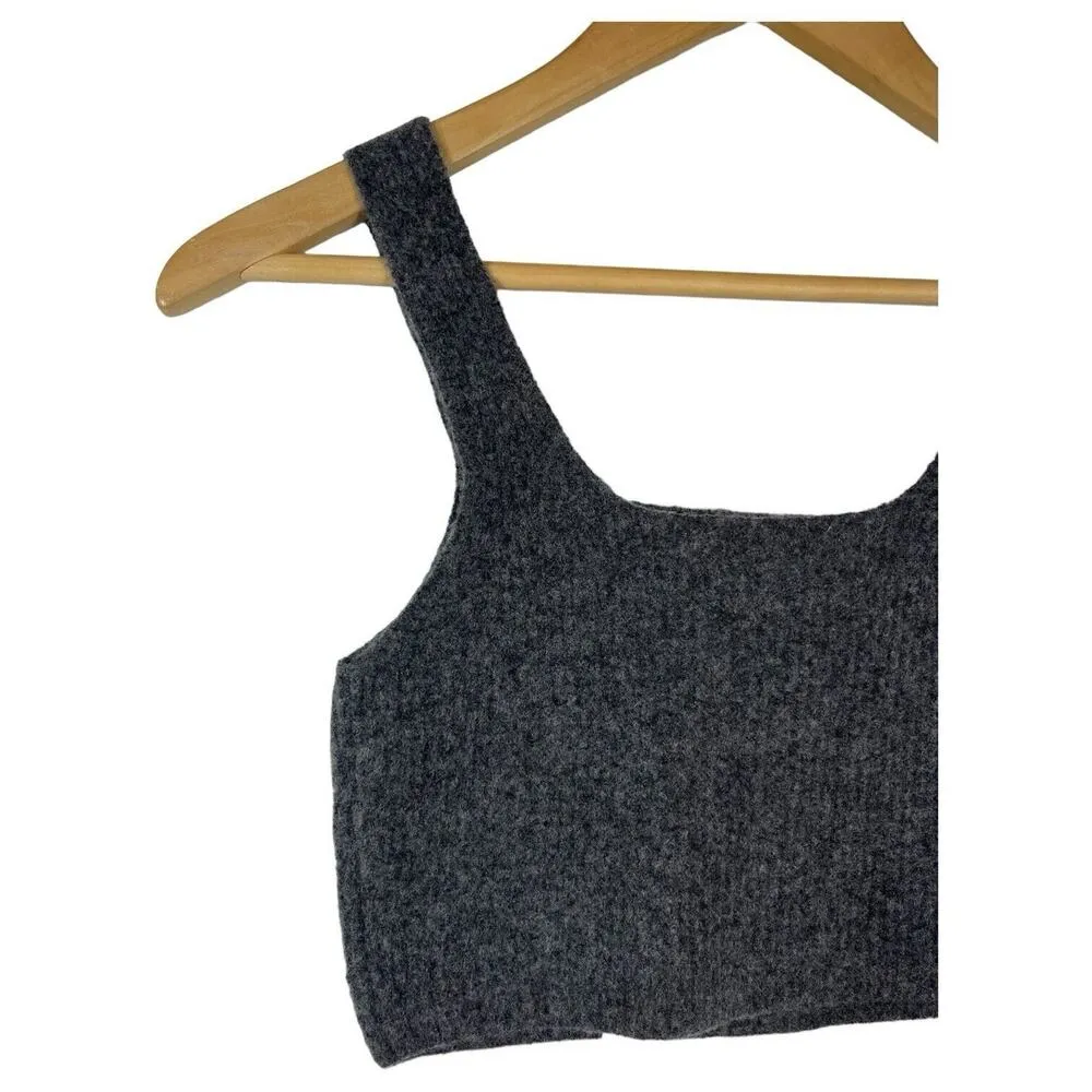 New Everlane Top Womens S The Cozy Stretch Tank Wool Yak Ribbed Cropped Gray - Image 11