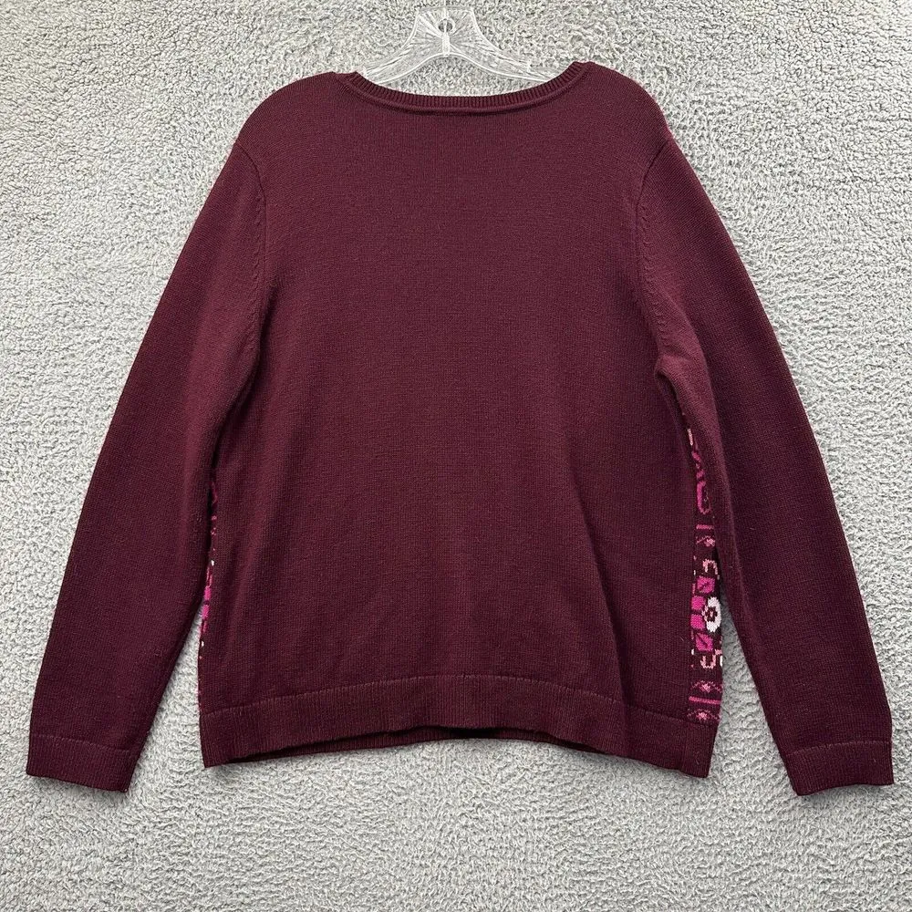 Talbots Fair Isle‎ Jeweled Rhinestone Knit Sweater Lambswool Blend Preppy W XLP - Image 3