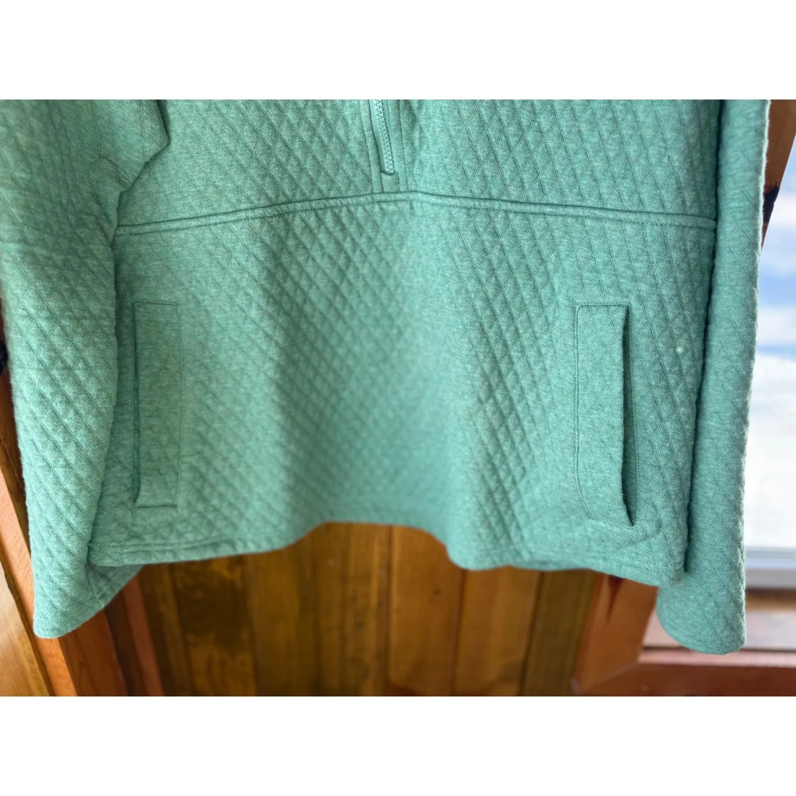 Eddie Bauer Cozy Quilted Quarter Zip Pullover Sweatshirt Women's XL Green - Image 4