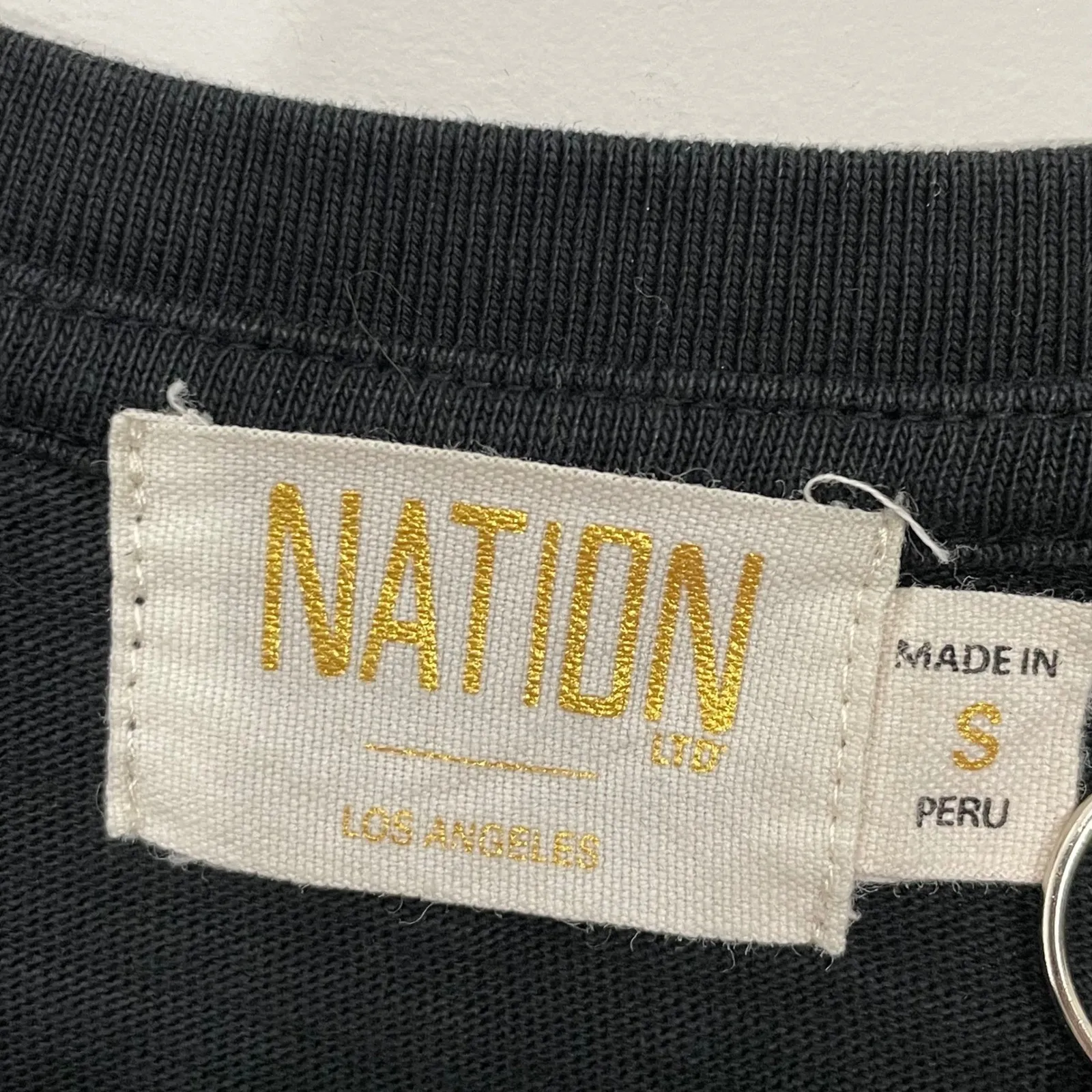 Nation LTD Mallory Black Puffed Sleeve V Neck T Shirt Dress Size‎ S Made in Peru - Image 5