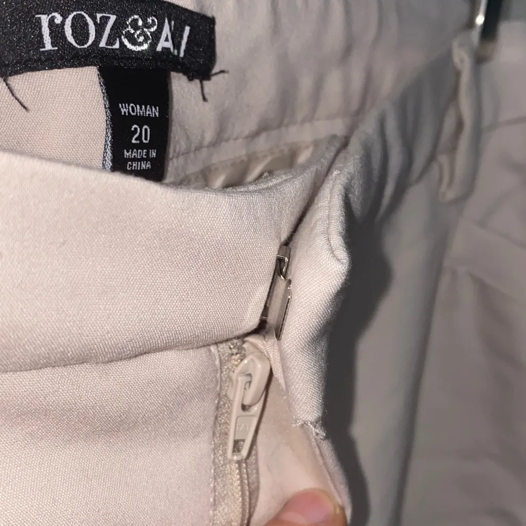 Roz & Ali Cream Wide Leg Zip Up Business Casual Work Pants - Image 5