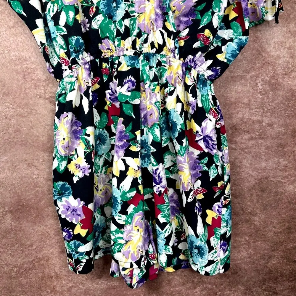 Band of Gypsies Sapphire Trends Floral Romper - Black/Multi - size S - Image 4