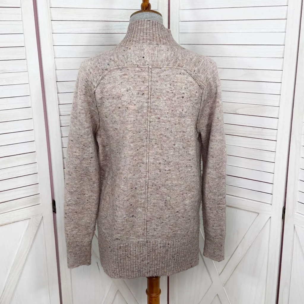 Loft Speckled Mock Neck Space Dyed Tunic Sweater Tan Multi Size Small - Image 4