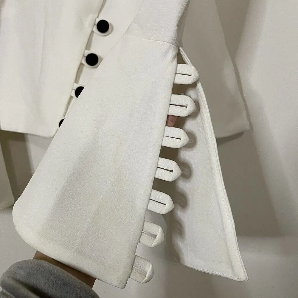 ALEXIS White asymmetrical button down bell sleeve blouse top size XS - Image 7