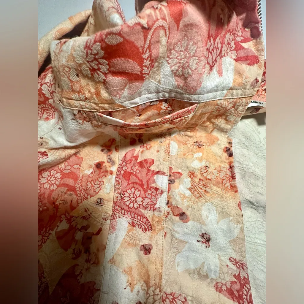 Laura Ashley Floral Zip Up Blazer‎ Jacket Peach Orange Casual Party Vacation XL - Image 11