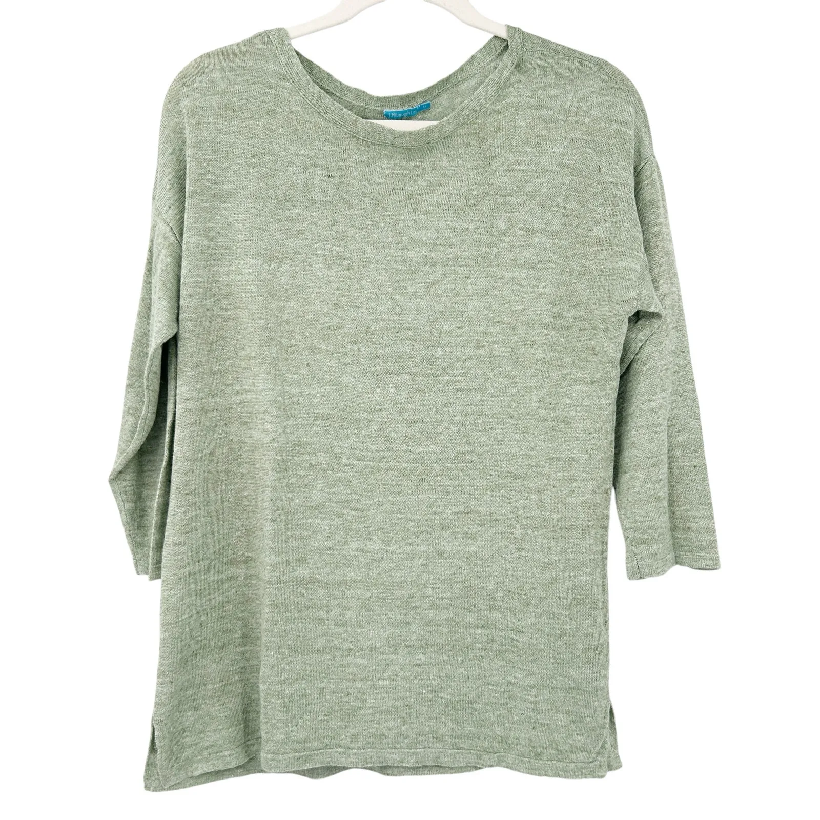 J. McLaughlin Womens Casual‎ Beachy 100% Linen Alva Crewneck Sweater Size M Sage - Image 3
