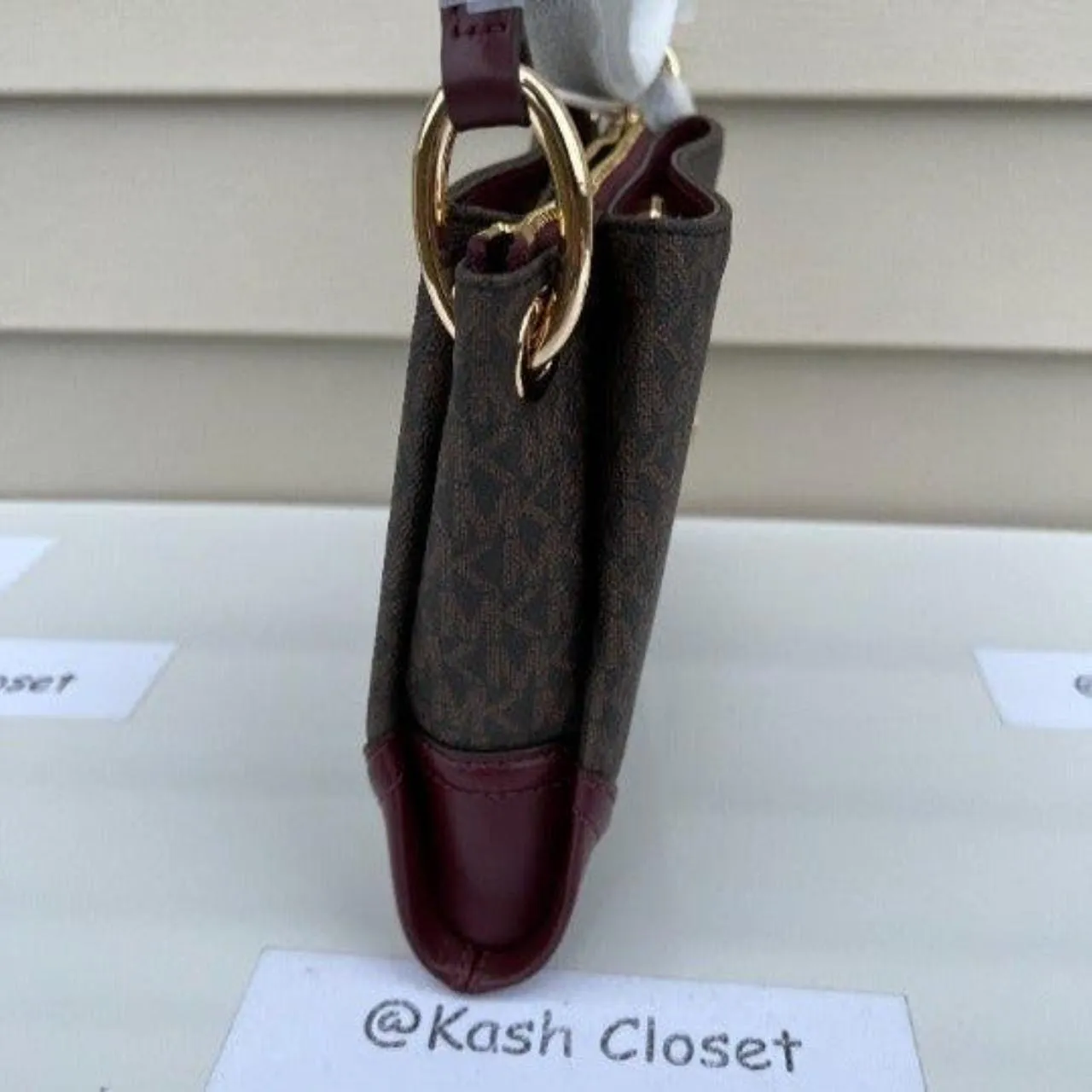 Michael Kors Merlot Nicole Large Triple Compartment Crossbody Purse - Image 5