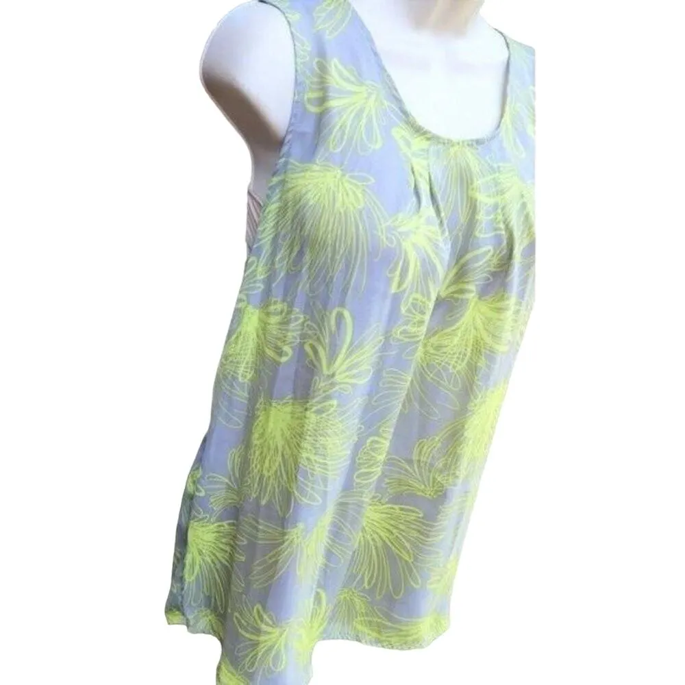 Gap Factory Women's Racerback Tank Top Size XXL Gray and green Floral Print - Image 3