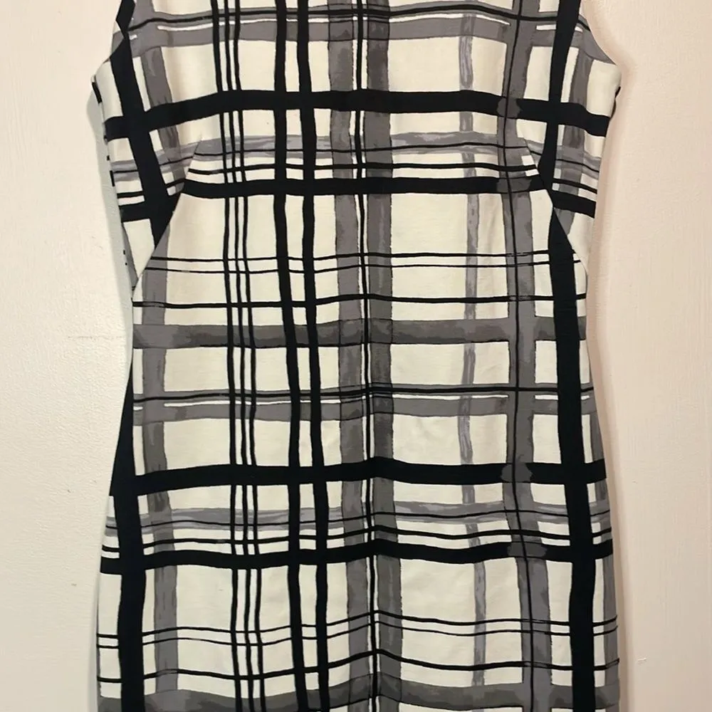 J McLaughlin- Sleeveless Black & White Pattern Sheath Midi Dress- Size XS - Image 6