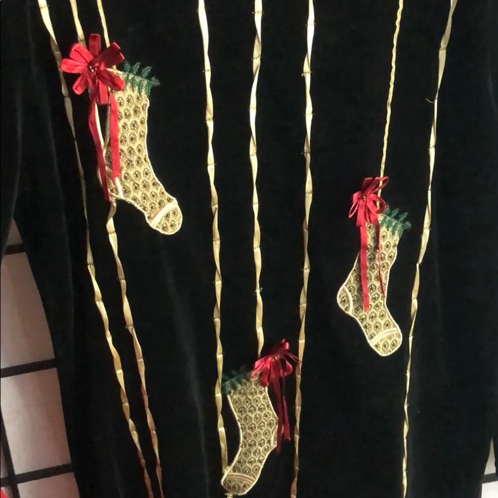 Vintage Karen Schott  Velvet with Christmas appliqué Tunic size XL - Image 2