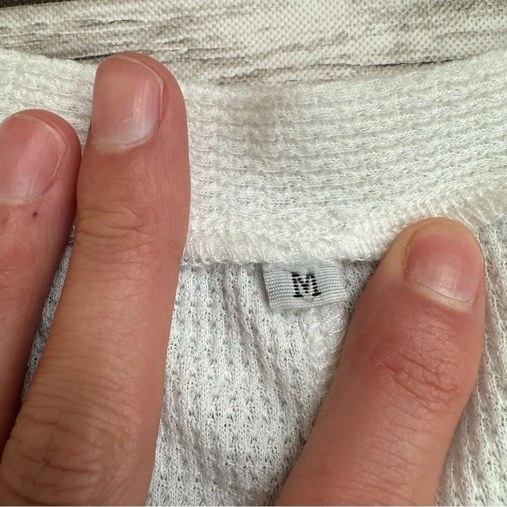 Unbranded Womens Sheer Front Tie Button Front V Neck White Cardigan M Med Medium - Image 7