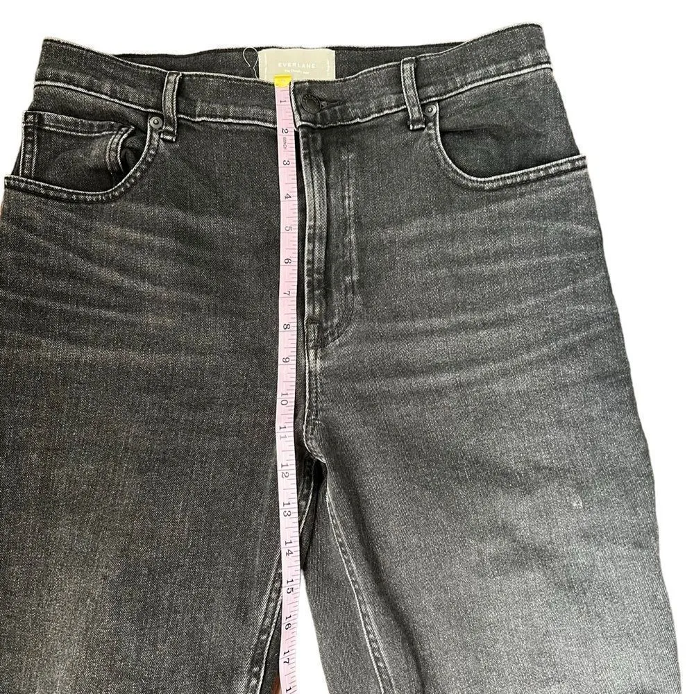 Everlane The Cheeky High Rise Straight Leg Washed Black Raw Hem Jeans Size 31 - Image 6