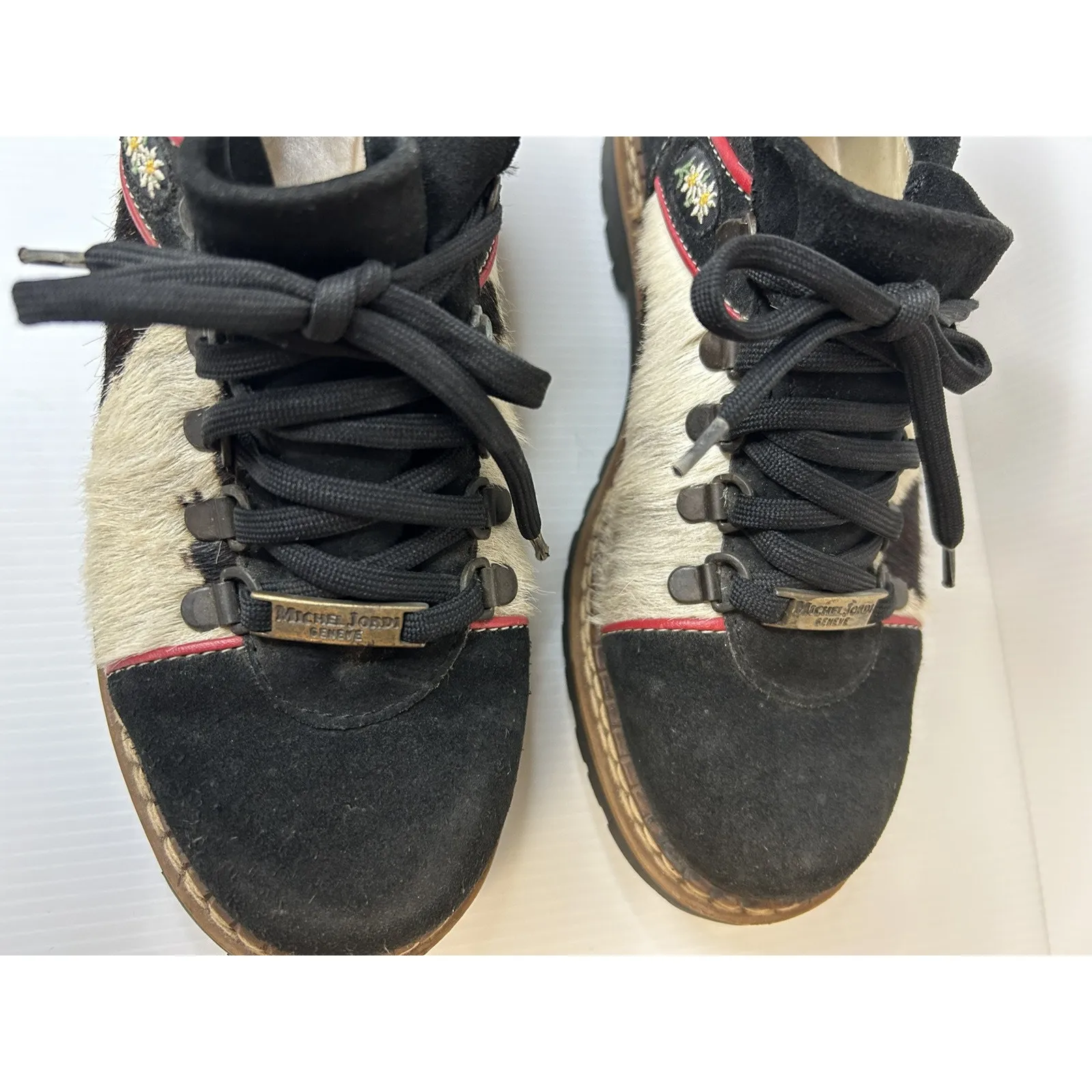 Michel Jordi‎ US 7.5 Made in Switzerland Geneve Suede Shoes Cow Hair Insert - Image 5