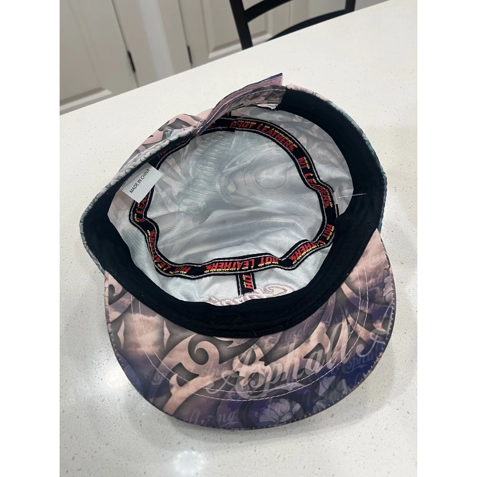 Sturgis Motorcycle Rally Womens Army Cap Bling Rhinestones Tattoo Print Purple - Image 10