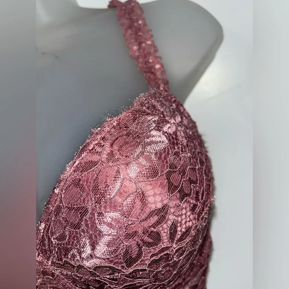 Marilyn Monroe Collection Bra Size 36B Mauve Pink Nylon Spandex Lace Underwire - Image 3