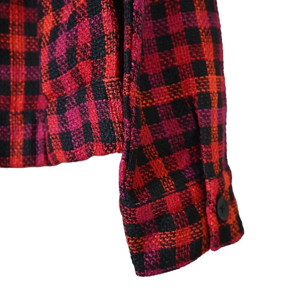 Sanctuary Womens M Ashley Bouclé Knit Buffalo Plaid Jacket NEW - Image 8