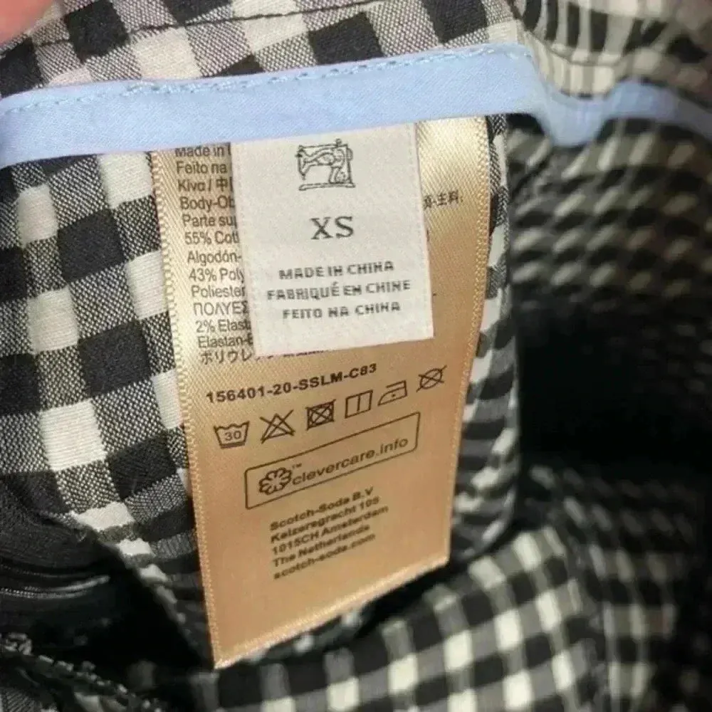 Scotch & Soda Black And White Aloha Hula‎ High Rise Gingham Skinny Leg Pant - Image 8