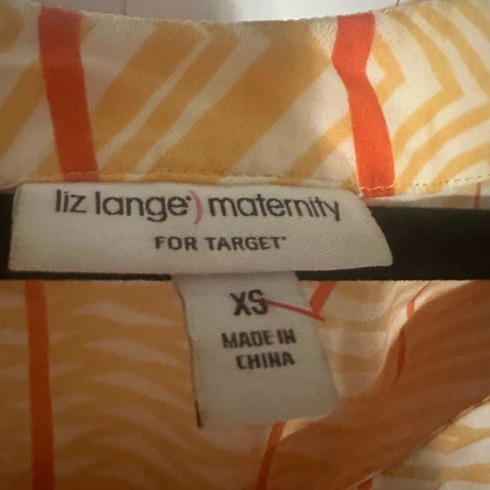 Liz Lange Maternity for Target yellow/orange flowy top, with tie in back to adju - Image 3