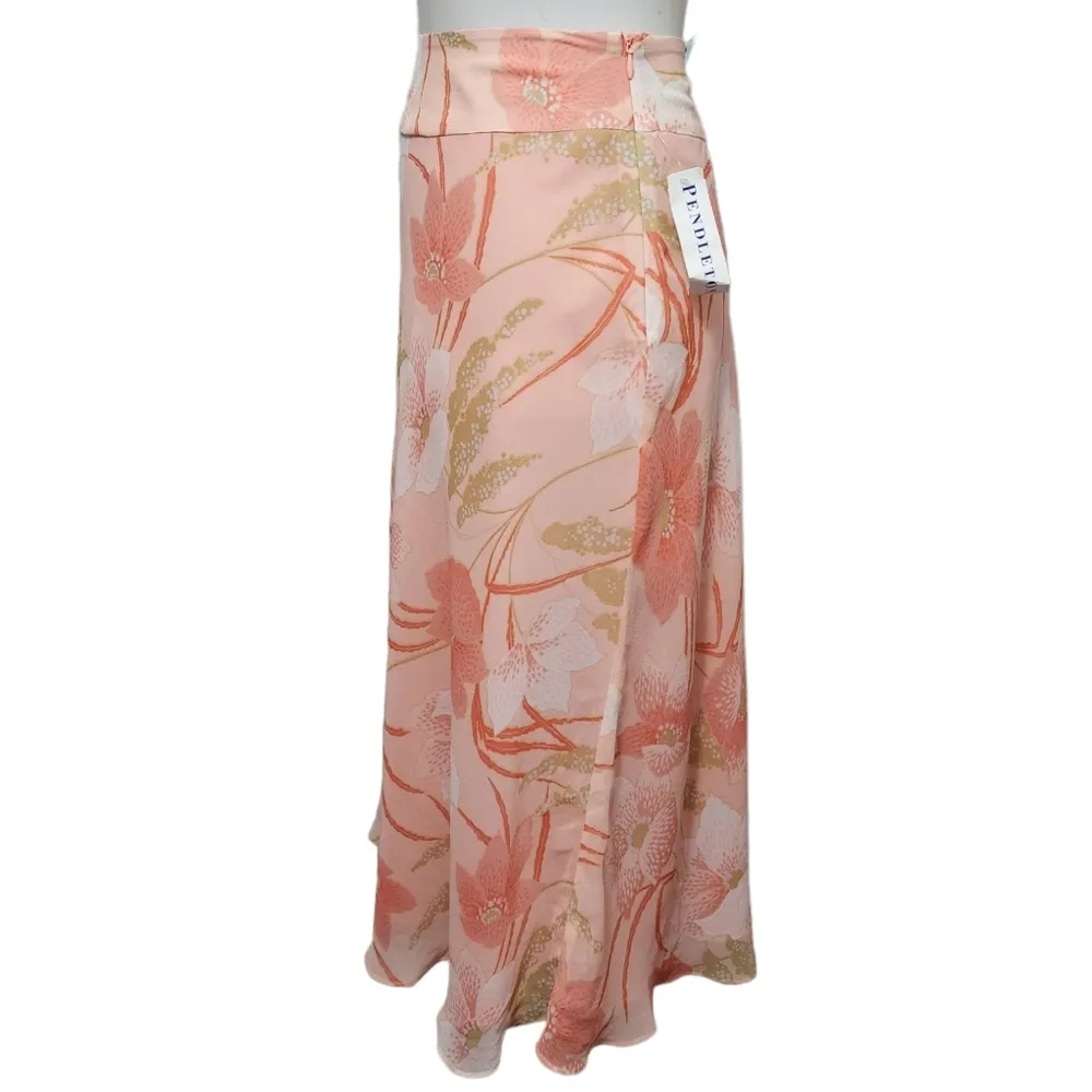 Pendleton  peach floral silk skirt size 6p - Image 3