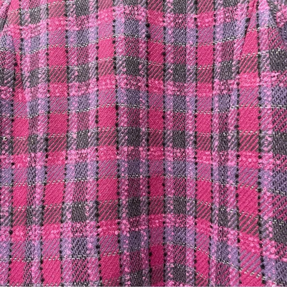 Pendleton Pink Purple Plaid Wool Blend Jacket Blazer Size 16 Black Trim Tweed - Image 8