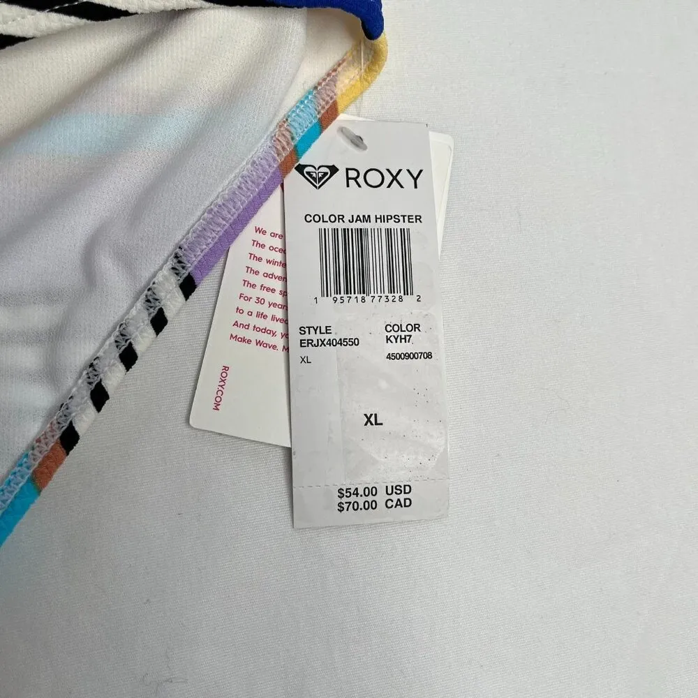 Roxy Womens Color Jam Striped Tank Top & Hipster Bikini Beach Swim Set XL - Image 5