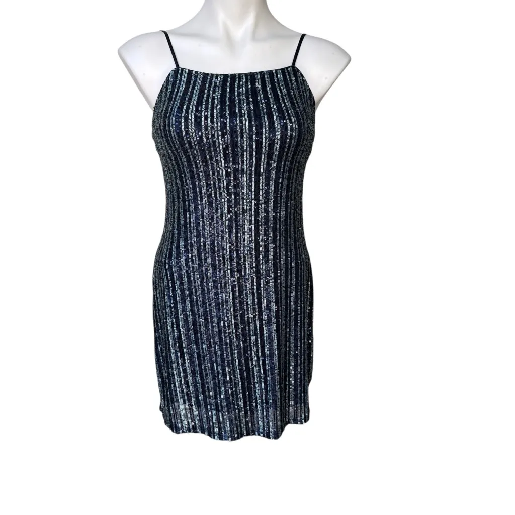 NWT, Trixxi Shine Dress Spaghetti Straps Blue Sparkle, Sz S - Image 4