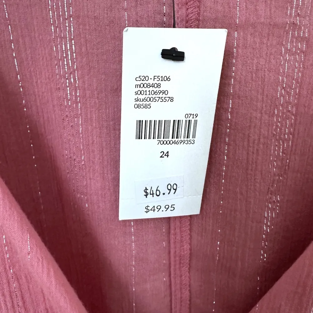 NWT Lane Bryant Pink Split Neck Semi-Sheer Top Size 24 - Image 3