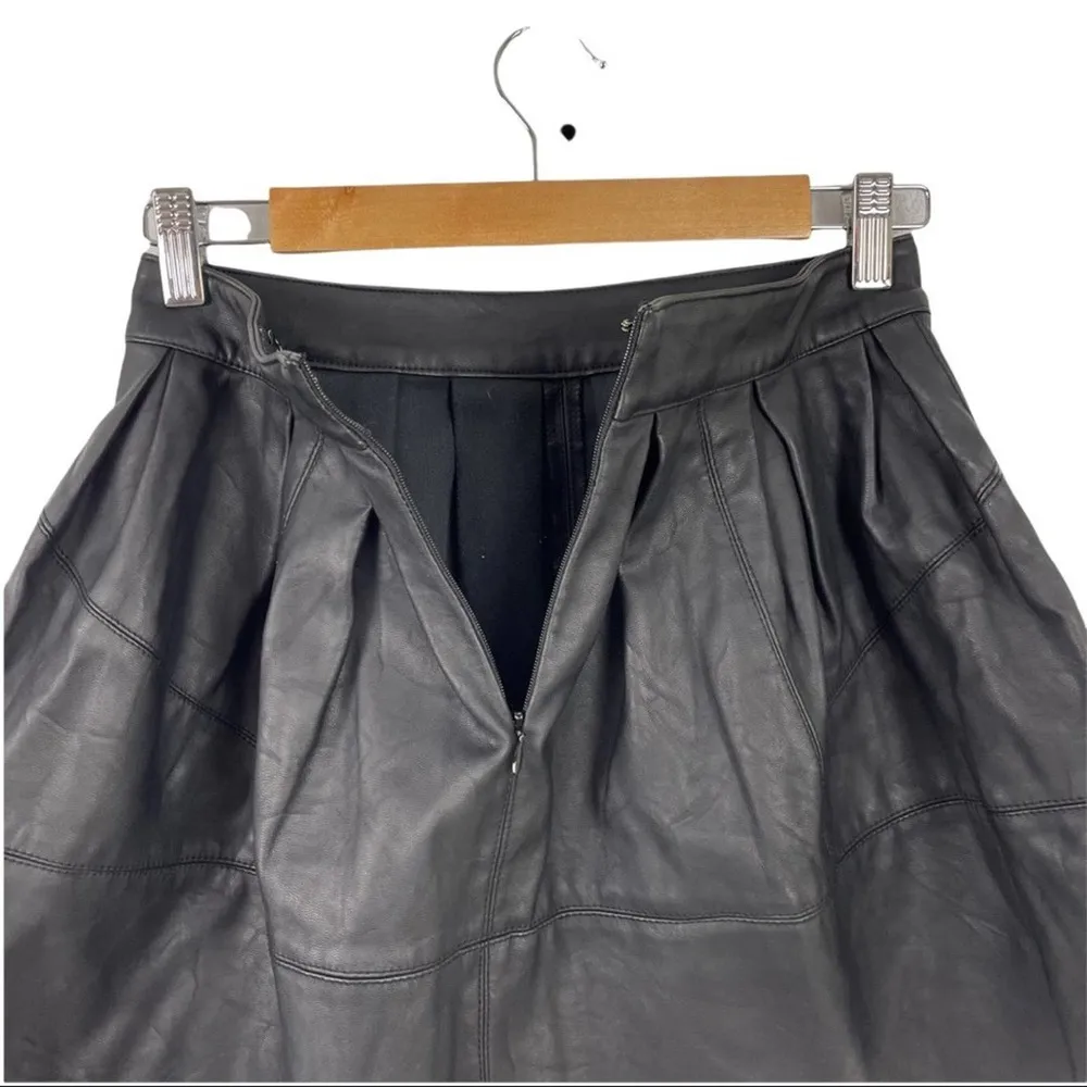 ASOS Faux Leather Pleated Black Mini Skater Skirt Size 2 - Image 12