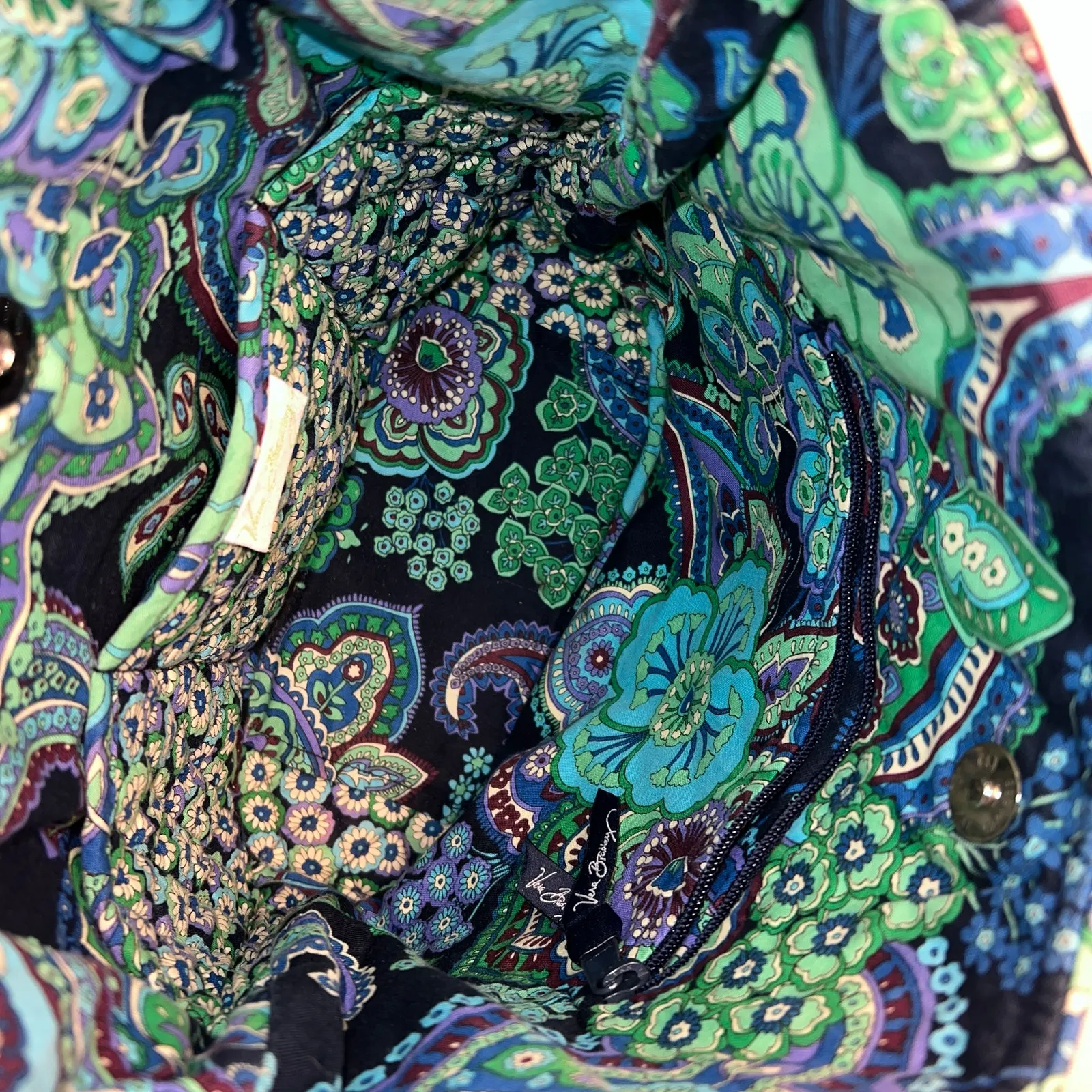 Vera Bradley Rare Rhapsody Paisley Quilted Shoulder Bag Purse Green Blue Purple - Image 7