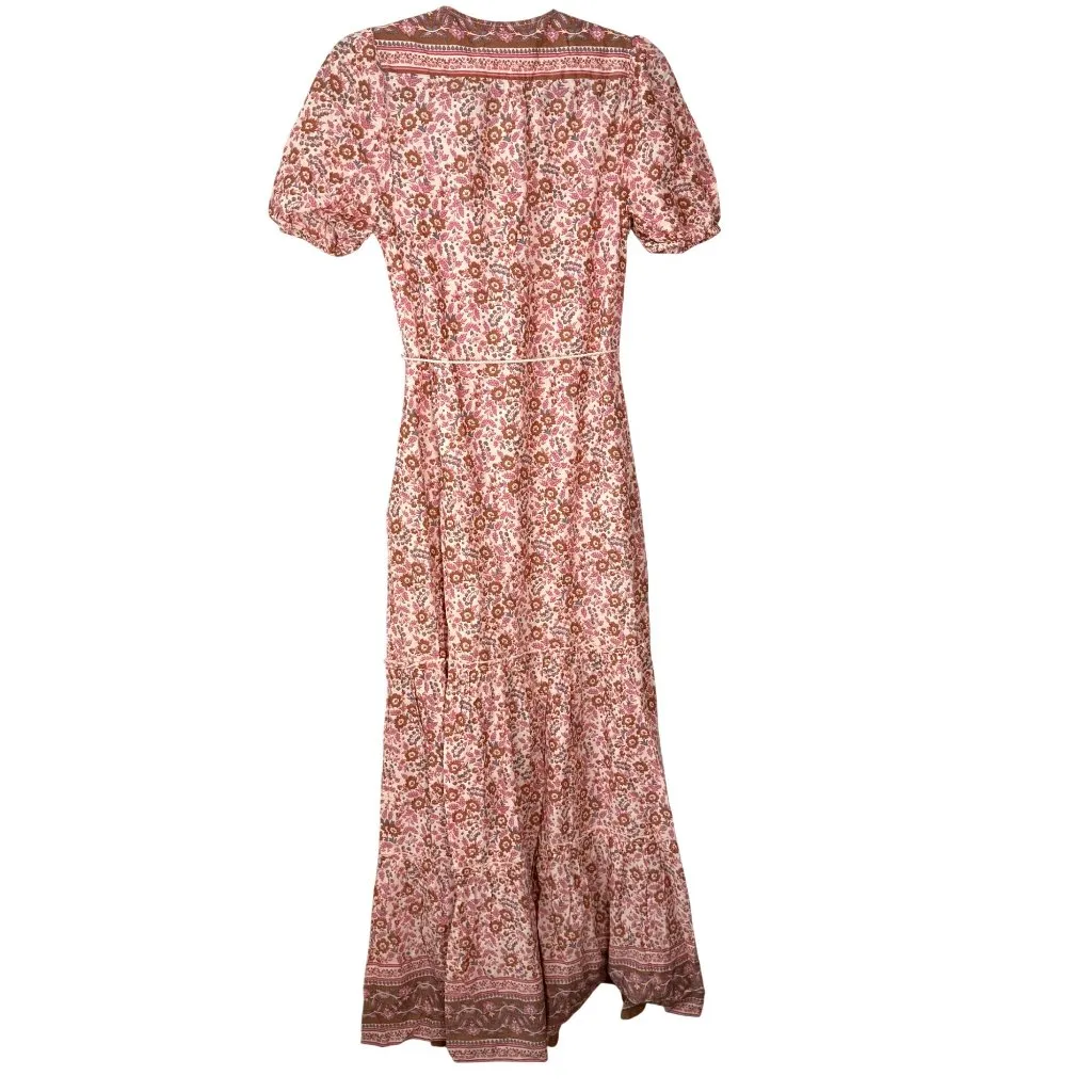 Faherty Orinda Maxi Dress NWT Belted Pink Brown Size XS Boho Cottage Earthy - Image 9