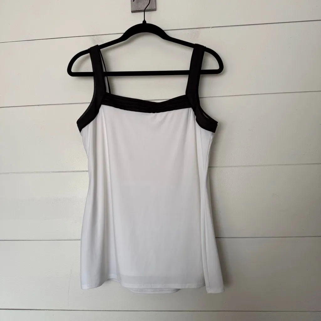 White House Black Market Women’s Large White Black Blouse Tank Career Office Cor - Image 4