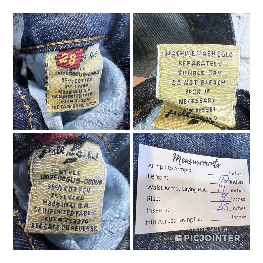 7 for All Mankind 080U Original Jeans Blue Bootcut Jeans Low Rise Whiskered 28 - Image 9