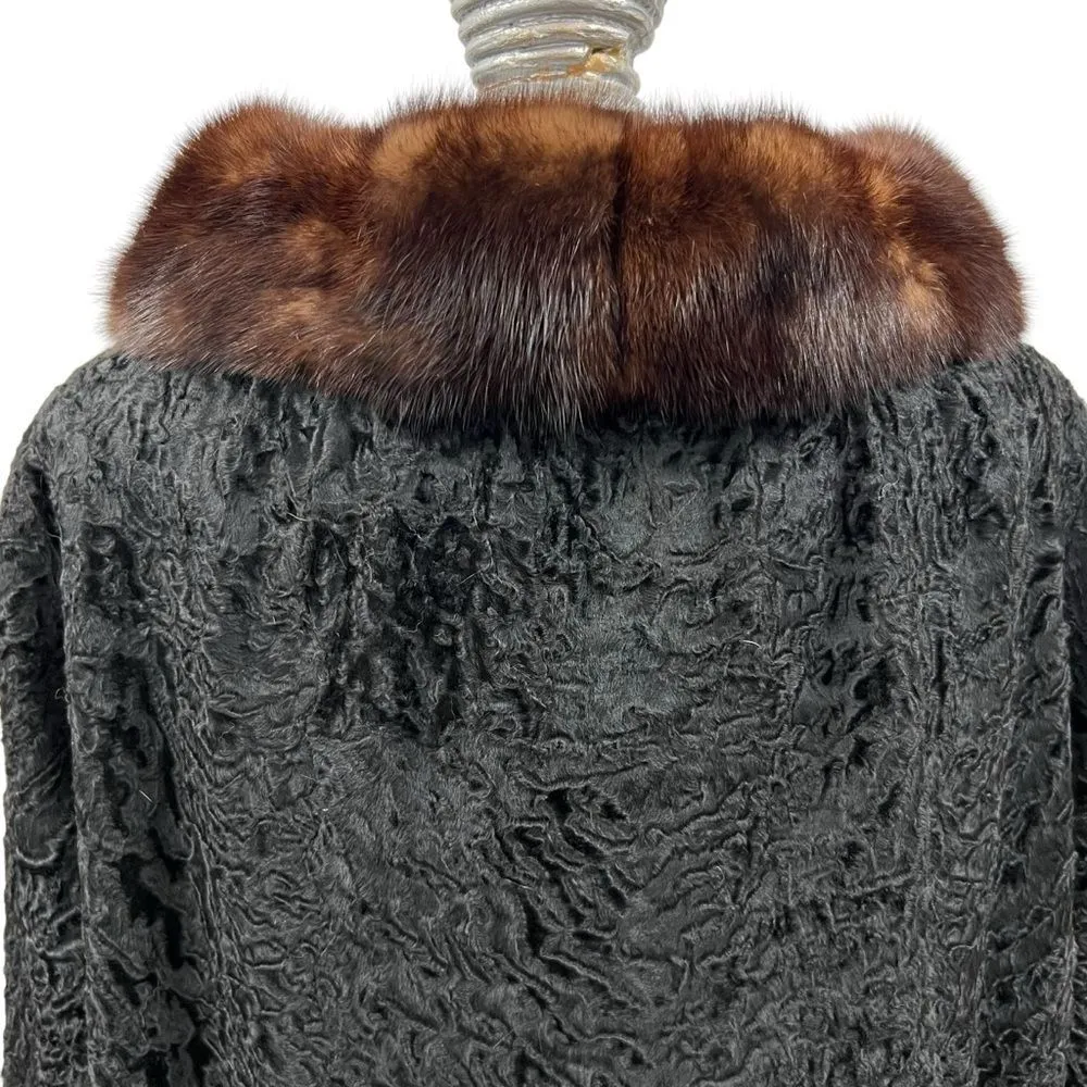 Vintage Russian Broadtail Sable Collar Fur Jacket Authentic Luxury Grandmacore Black Size M - Image 7
